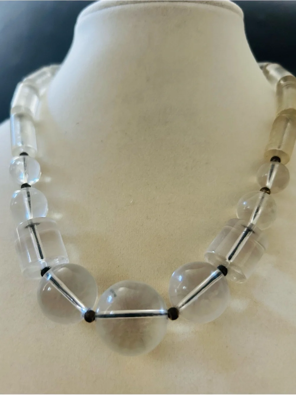Vintage Clear Acrylic Beaded Statement Necklace